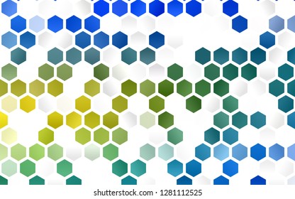 Light Blue, Yellow vector cover with set of hexagons. White background with colorful hexagons. Pattern for texture of wallpapers.