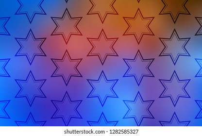 Light Blue, Yellow vector cover with small and big stars. Decorative illustration with stars on abstract template. Pattern for new year ad, booklets.