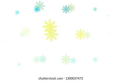 Light Blue, Yellow vector cover with beautiful snowflakes. Modern geometrical abstract illustration with crystals of ice. The pattern can be used for new year leaflets.