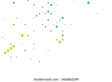 Light Blue, Yellow vector cover with small and big stars. Blurred decorative design in simple style with stars. Smart design for your business advert.