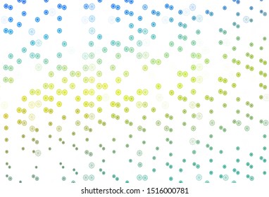 Light Blue, Yellow vector cover with beautiful snowflakes. Decorative shining illustration with snow on abstract template. The pattern can be used for new year leaflets.