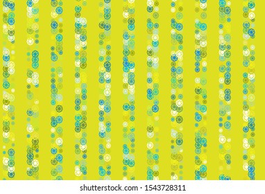 Light Blue, Yellow vector cover with beautiful snowflakes. Blurred decorative design in xmas style with snow. The pattern can be used for new year leaflets.