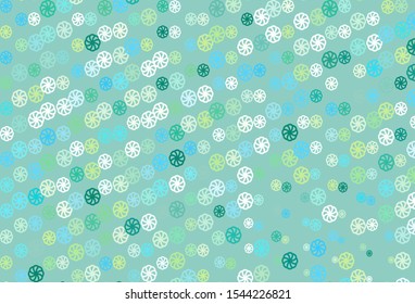Light Blue, Yellow vector cover with beautiful snowflakes. Snow on blurred abstract background with gradient. The pattern can be used for new year leaflets.