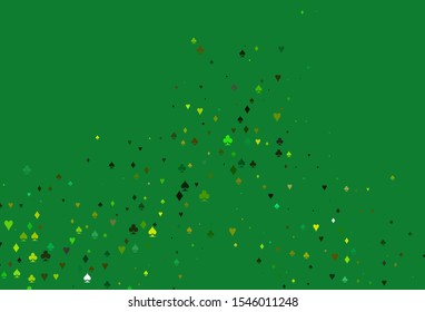 Light Blue, Yellow vector cover with symbols of gamble. Glitter abstract sketch with isolated symbols of playing cards. Design for ad, poster, banner of gambling websites.