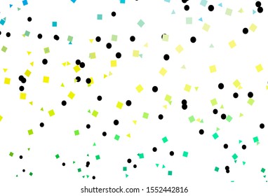 Light Blue, Yellow vector cover in polygonal style with circles. Decorative design in abstract style with lines, dots, cubes. Pattern for busines ad, booklets, leaflets