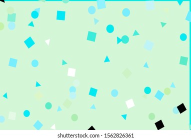 Light Blue, Yellow vector cover in polygonal style with circles. Abstract illustration with colorful dots, lines, cubes. Template for wallpapers.