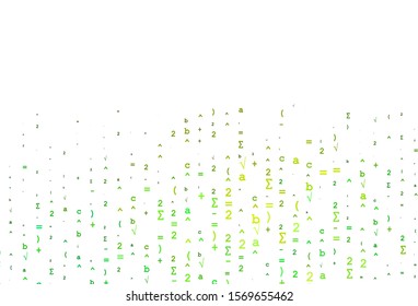 Light Blue, Yellow vector cover with math elements. Colored mathematic signs with gradient on white background. Smart design for your university promotion.