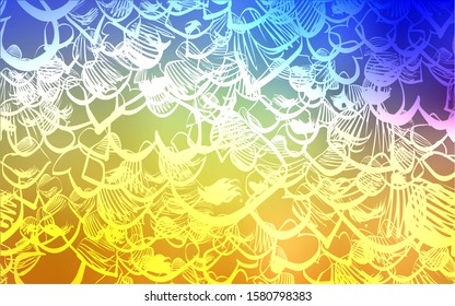 Light Blue, Yellow vector cover with Shining hearts. Blurred decorative design in doodle style with hearts. Pattern for carnival, festival romantic leaflets.