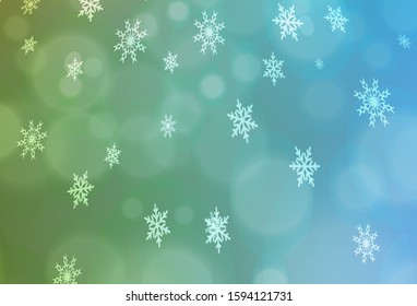 Light Blue, Yellow vector cover with beautiful snowflakes. Shining colored illustration with snow in christmas style. The pattern can be used for new year ad, booklets.