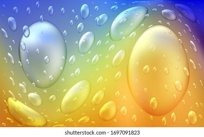 Azul claro, cubierta vectorial amarilla con manchas. Hermosa ilustración de color con círculos borrosos en estilo natural. El patrón se puede utilizar como textura de agua, gotas de lluvia.