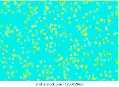 Light Blue, Yellow vector cover with spots. Glitter abstract illustration with blurred drops of rain. Pattern for ads, leaflets.