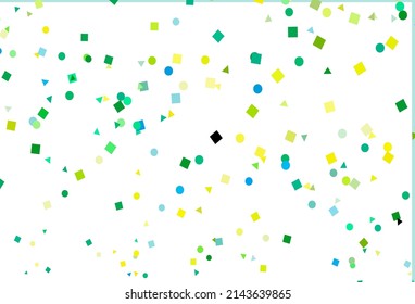 Light Blue, Yellow vector cover in polygonal style with circles. Decorative design in abstract style with lines, dots, cubes. Pattern for busines ad, booklets, leaflets