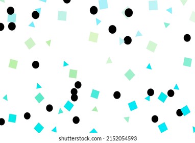 Light Blue, Yellow vector cover in polygonal style with circles. Abstract illustration with colorful dots, lines, cubes. Template for wallpapers.