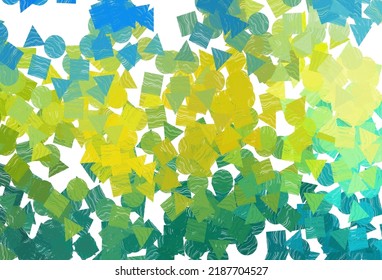 Light  blue, yellow vector cover in polygonal style with circles. Decorative design in abstract style with lines, dots, cubes. Pattern can be used for websites.