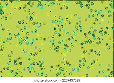 Light Blue, Yellow vector cover with spots. Abstract illustration with colored bubbles in nature style. Pattern of water, rain drops.