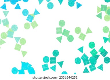 Light Blue, Yellow vector cover in polygonal style with circles. Illustration with set of colorful circles, triangles, squares. Pattern can be used for websites.