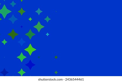 Cubierta vectorial azul claro, amarillo con estrellas pequeñas y grandes. Diseño decorativo borroso en estilo simple con estrellas. El patrón se puede utilizar para envolver regalos.