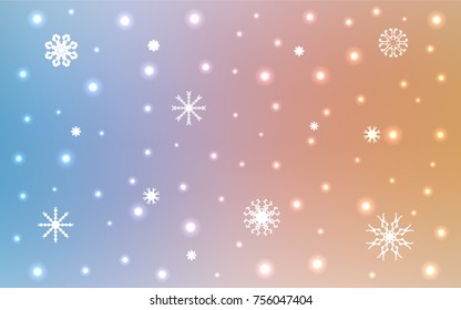 Light Blue, Yellow vector cover with beautiful snowflakes. Snow on blurred abstract background with gradient. New year design for your ad, poster, banner.