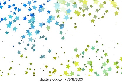 Light Blue, Yellow vector cover with small and big stars. Modern geometrical abstract illustration with stars. Smart design for your business advert.
