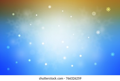 Light Blue, Yellow vector cover with beautiful snowflakes. Shining colored illustration with snow in christmas style. The pattern can be used for year new  websites.