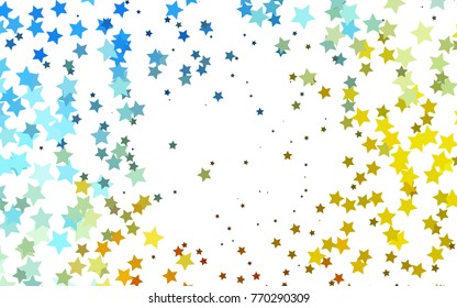 Light Blue, Yellow vector cover with small and big stars. Stars on blurred abstract background with gradient. The pattern can be used for websites.