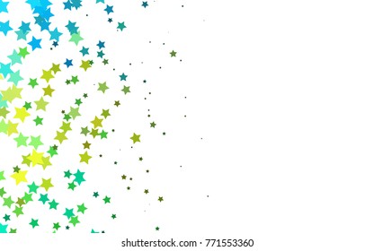 Light Blue, Yellow vector cover with small and big stars. Decorative shining illustration with stars on abstract template. The pattern can be used for websites.