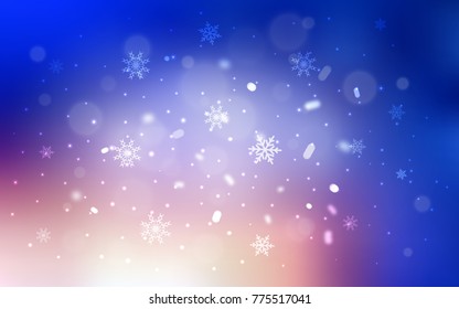 Light Blue, Yellow vector cover with beautiful snowflakes. Glitter abstract illustration with crystals of ice. The pattern can be used for year new  websites.