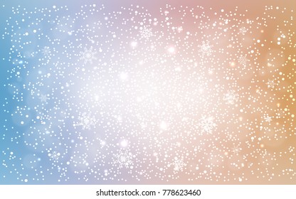 Light Blue, Yellow vector cover with beautiful snowflakes. Decorative shining illustration with snow on abstract template. The template can be used as a new year background.
