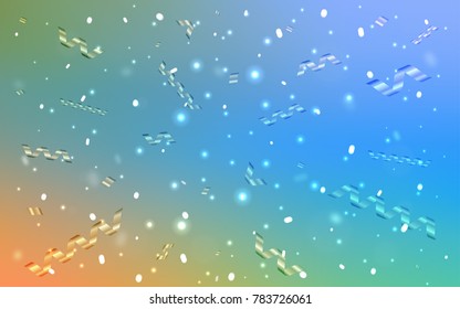 Light Blue, Yellow vector cover with happy holiday ribbons. Blurred decorative design in anniversary style with confetti. The template can be used as a background for postcards.