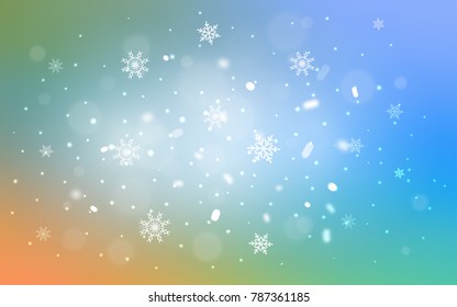 Light Blue, Yellow vector cover with beautiful snowflakes. Modern geometrical abstract illustration with crystals of ice. New year design for your ad, poster, banner.