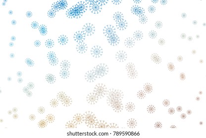 Light Blue, Yellow vector cover with beautiful snowflakes. Decorative shining illustration with snow on abstract template. New year design for your business advert.