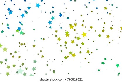 Light Blue, Yellow vector cover with small and big stars. Decorative shining illustration with stars on abstract template. Best design for your ad, poster, banner.