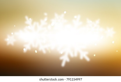 Light Blue, Yellow vector cover with beautiful snowflakes. Snow on blurred abstract background with gradient. New year design for your ad, poster, banner.