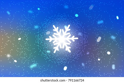 Light Blue, Yellow vector cover with beautiful snowflakes. Decorative shining illustration with snow on abstract template. The pattern can be used for year new  websites.