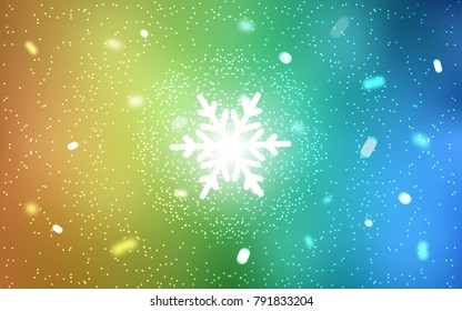 Light Blue, Yellow vector cover with beautiful snowflakes. Decorative shining illustration with snow on abstract template. The pattern can be used for new year ad, booklets.