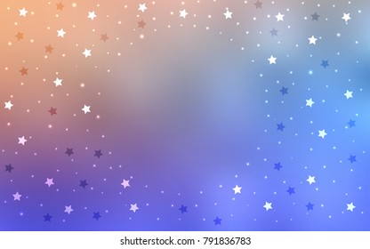 Light Blue, Yellow vector cover with small and big stars. Glitter abstract illustration with colored stars. The template can be used as a background.
