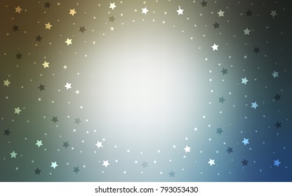 Light Blue, Yellow vector cover with small and big stars. Shining colored illustration with stars. Smart design for your business advert.