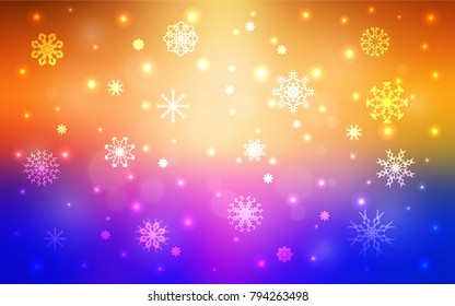 Light Blue, Yellow vector cover with beautiful snowflakes. Modern geometrical abstract illustration with crystals of ice. The pattern can be used for year new  websites.