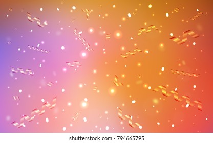 Light Blue, Yellow vector cover with happy holiday ribbons. Glitter abstract illustration with colorful confetti, ribbons. The pattern can be used for new year ad, booklets.