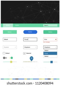 Light Blue, Yellow vector design ui kit with mosaic, circles. Simple Material Design Kit with colorful triangles, circles. Beautiful layout for websites, landing pages.