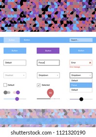 Light Blue, Yellow vector design ui kit with dots. Beautiful ui ux kit with colorful dots in its header. Modern template for your landing page.