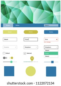 Light Blue, Yellow vector design ui kit with mosaic. Simple Material Design Kit with colorful mosaic of triangles. This sample is for your website.