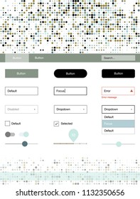 Light Blue, Yellow vector design ui kit with dots. Beautiful ui ux kit with colorful dots in its header. This template you can use for websites.