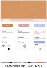 Light Blue, Yellow vector design ui kit with mosaic, circles. Style guide in polygonal style with triangles, circles. Modern template for your landing page.