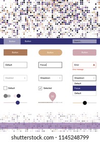 Light Blue, Yellow vector design ui kit with dots. Web ui kit with abstract gradient circles in its header. This sample is for your website.