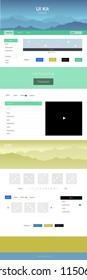 Light Blue, Yellow vector design ui kit with landscape. Colorful Style guide with mountains on abstract background. Beautiful layout for websites, landing pages.