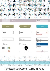 Light Blue, Yellow vector design ui kit with dots. Web ui kit with abstract gradient circles in its header. Modern template for your landing page.