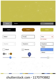 Light Blue, Yellow vector design ui kit with mosaic, circles. Ui kit design in abstract style with colorful crystals, circles. Simple colorful design for websites.