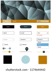Light Blue, Yellow vector design ui kit with mosaic. Colorful Style guide with triangles on abstract background. Modern template for your landing page.