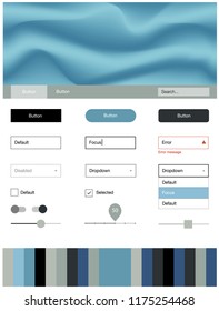 Light Blue, Yellow vector design ui kit with curved circles. Elegant bright illustration with gradient  in memphis style. This template you can use for landing pages.